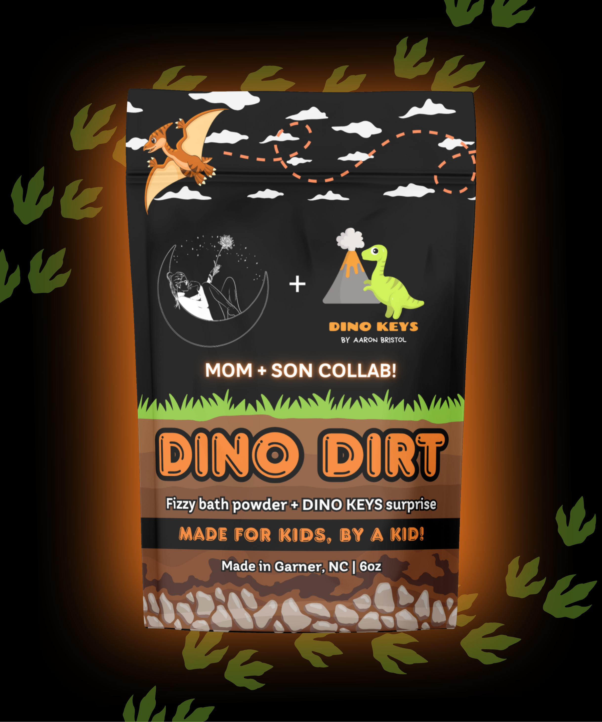Dino Dirt Fizzy Bath Powder – With Dino Keys Surprise Inside!